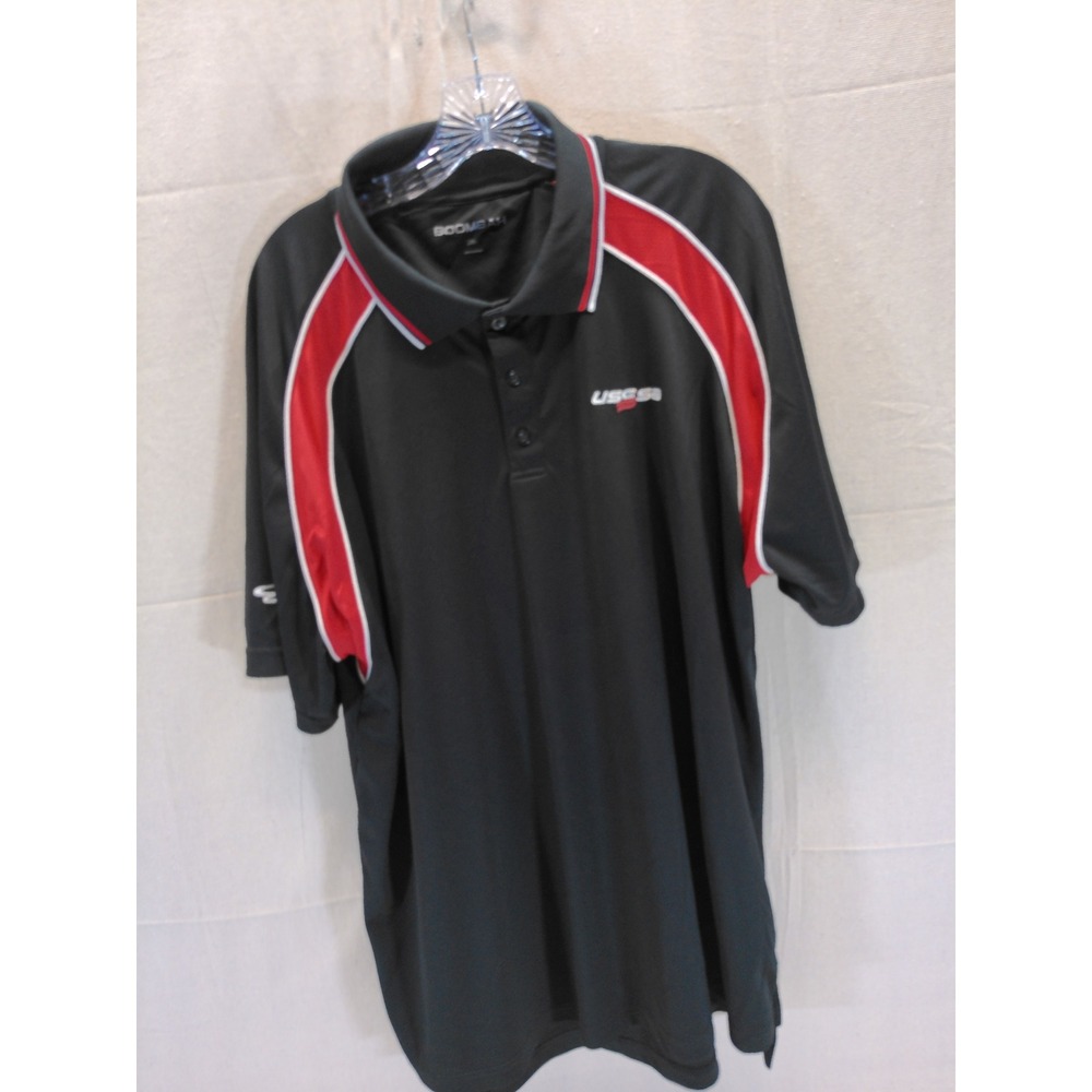 Boombah USSSA Mens 2XL Polo Shirt Black Red White Athletic Performance Jersey